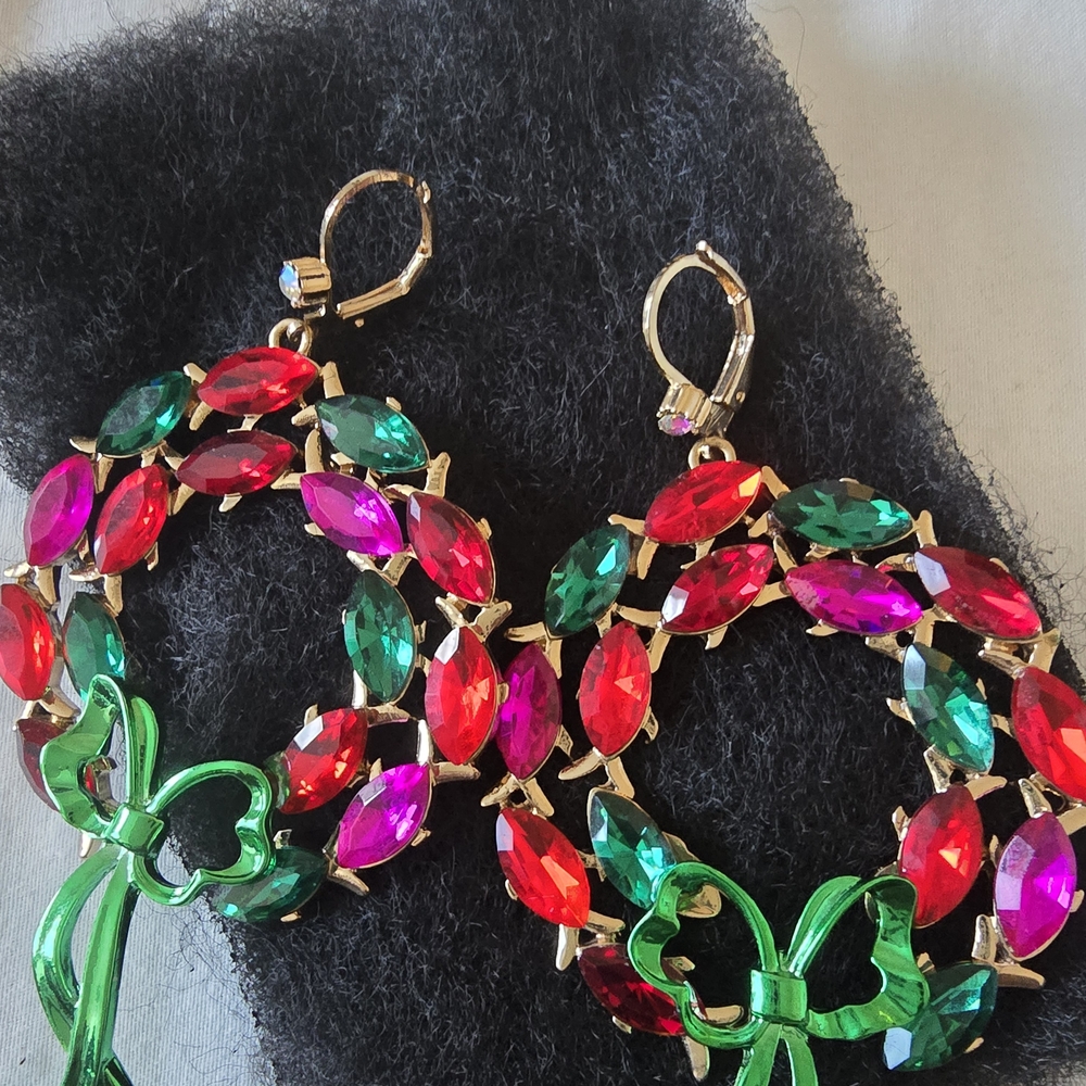 Vibrant Red and Green Gemstone Earrings